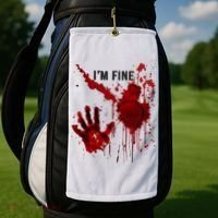 Im Fine Bloody Hand Bloodstained Blood Splatter Halloween Golf Towel thumb 2