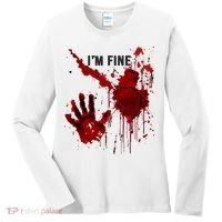 Im Fine Bloody Hand Bloodstained Blood Splatter Halloween Women's Long Sleeve Shirt thumb 0