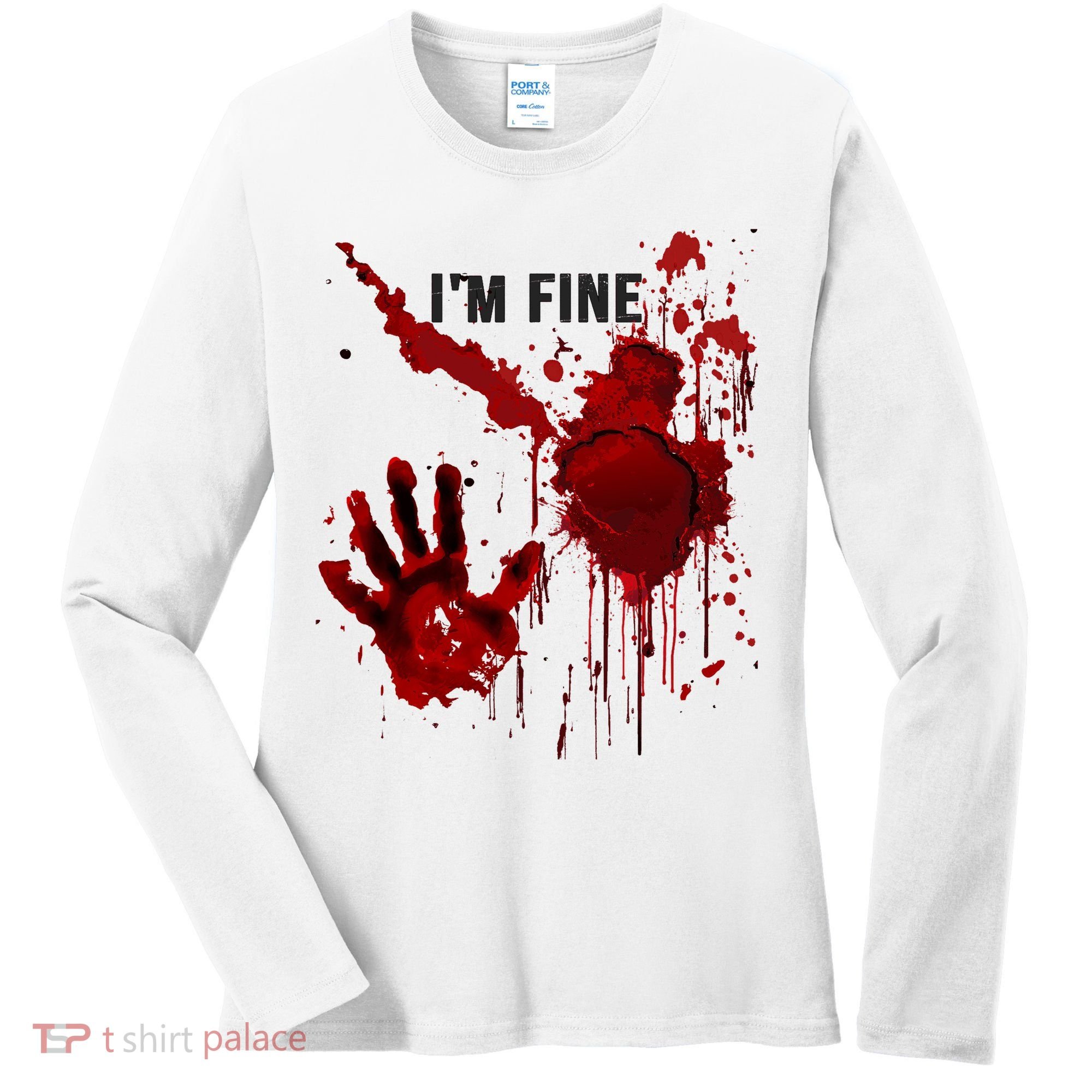Im Fine Bloody Hand Bloodstained Blood Splatter Halloween Women's Long Sleeve Shirt