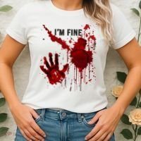 Im Fine Bloody Hand Bloodstained Blood Splatter Halloween Women's T-Shirt thumb 2