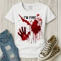 Im Fine Bloody Hand Bloodstained Blood Splatter Halloween Women's T-Shirt thumb 3