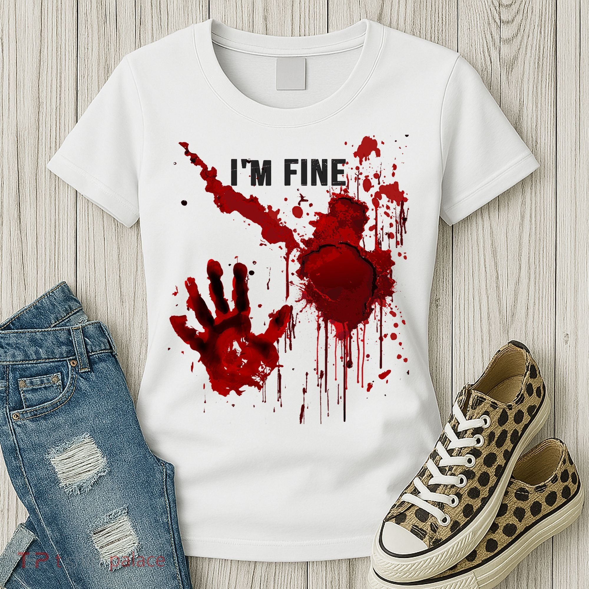 Im Fine Bloody Hand Bloodstained Blood Splatter Halloween Women's T-Shirt