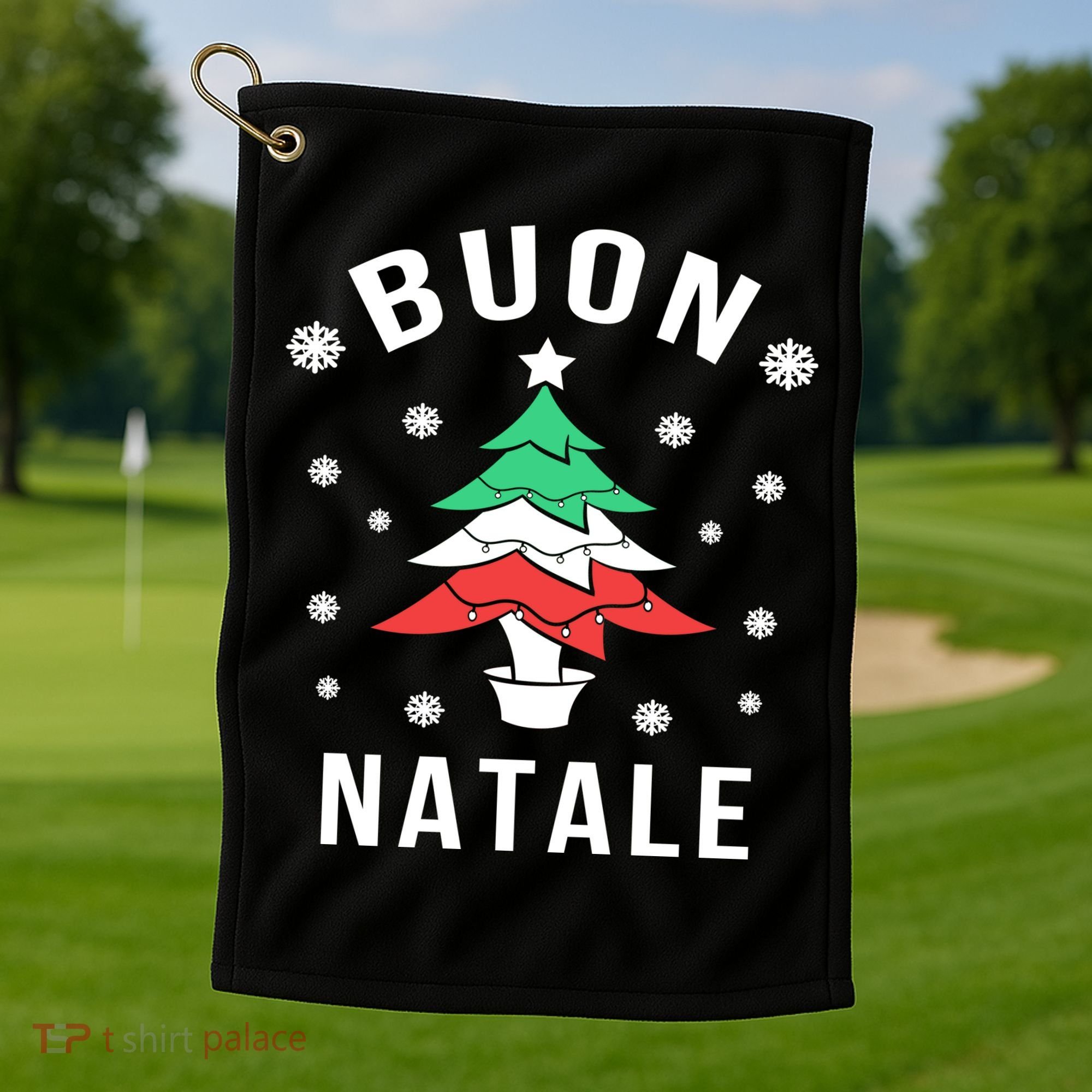 Italian Flag Christmas Tree Buon Natale Gift Golf Towel