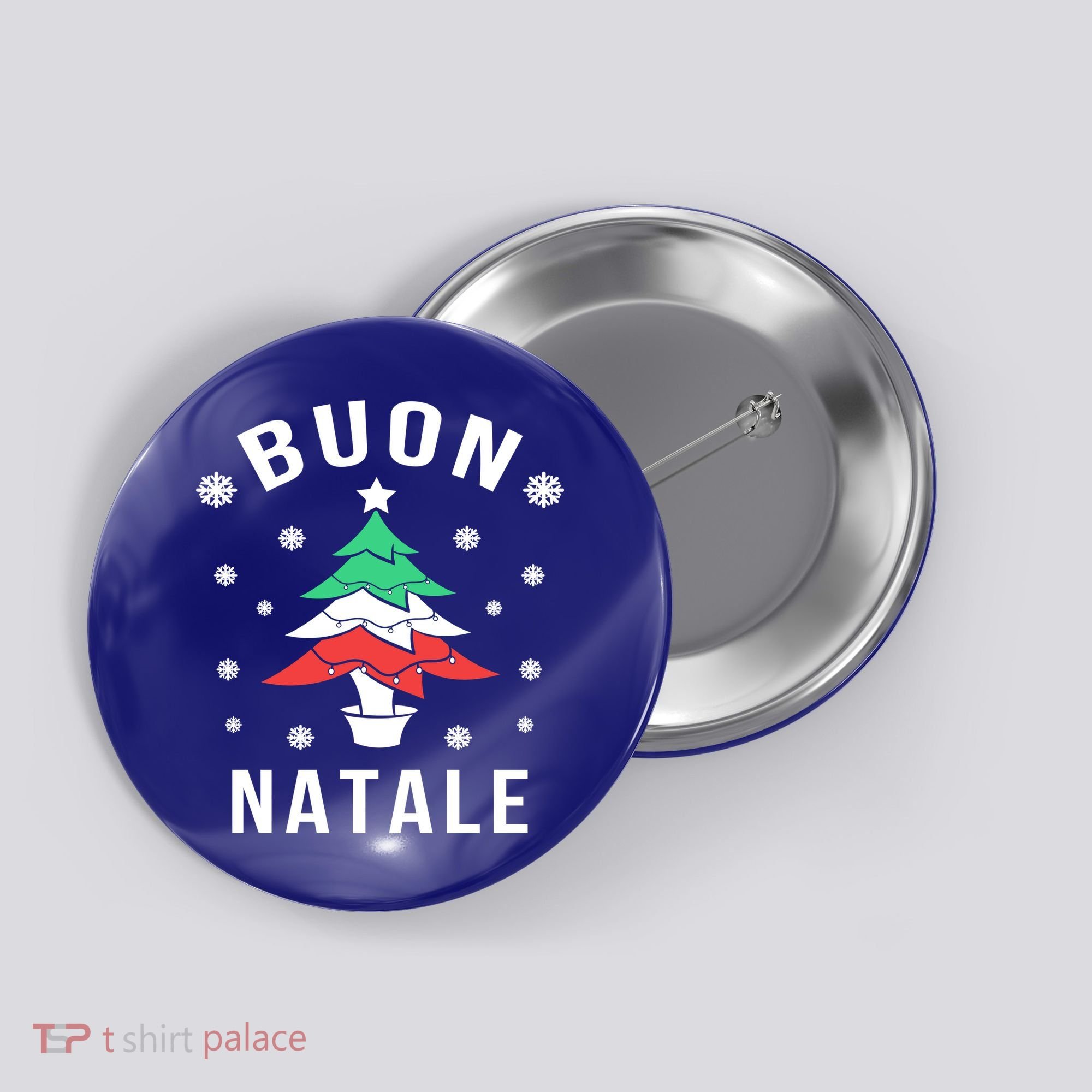 Italian Flag Christmas Tree Buon Natale Gift Button