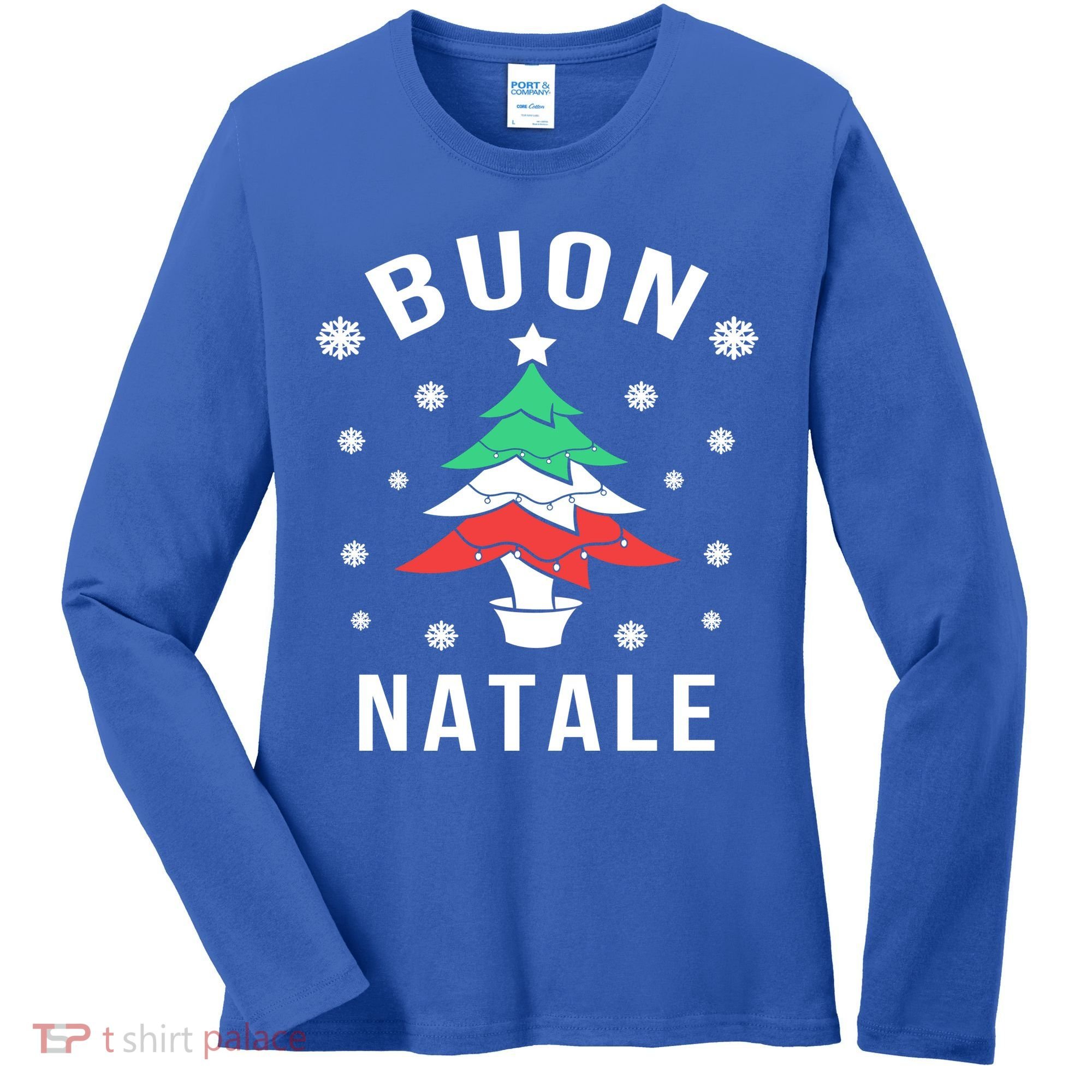 Italian Flag Christmas Tree Buon Natale Gift Women's Long Sleeve Shirt