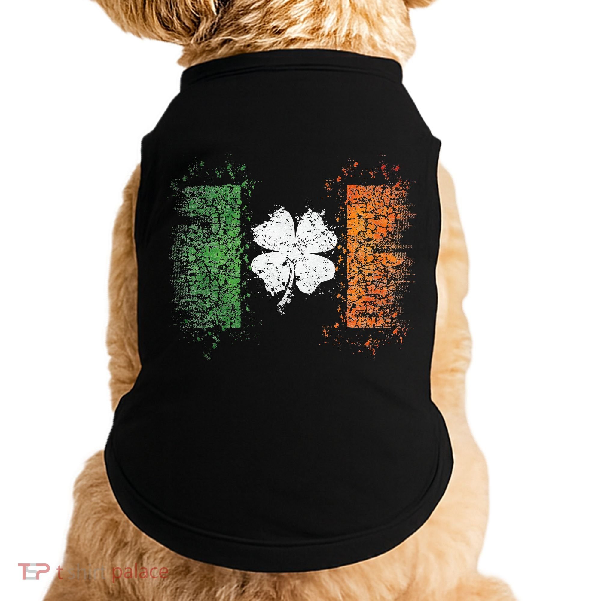 Irish Flag Distressed Shamrock ST Patrick's Day Doggie Tank