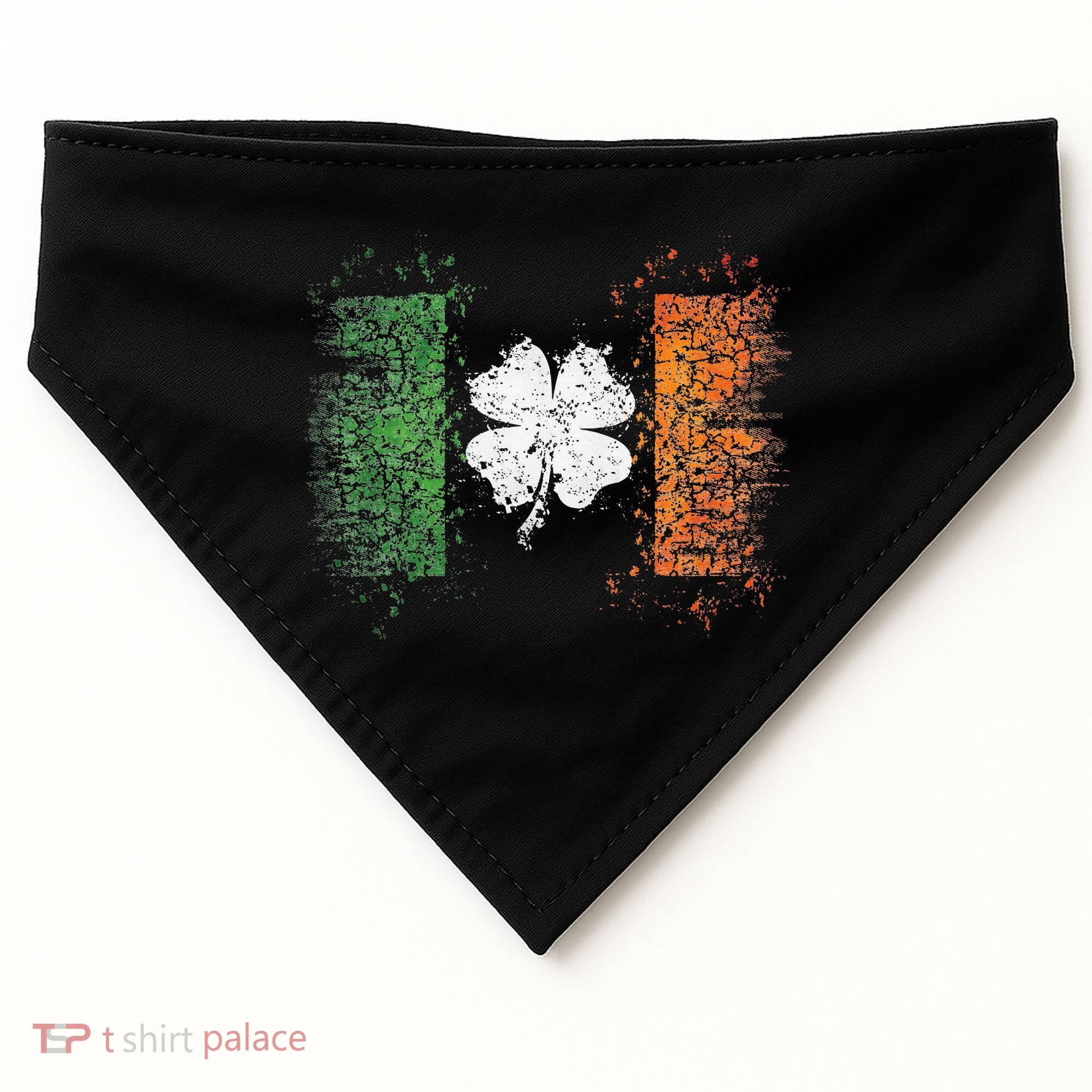 Irish Flag Distressed Shamrock ST Patrick's Day USA-Made Doggie Bandana