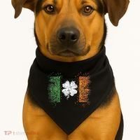 Irish Flag Distressed Shamrock ST Patrick's Day USA-Made Doggie Bandana thumb 1