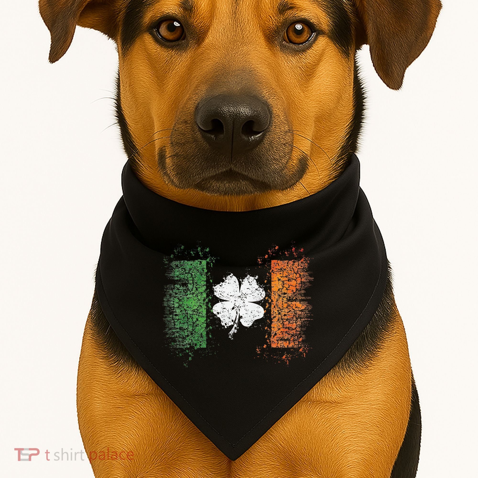 Irish Flag Distressed Shamrock ST Patrick's Day USA-Made Doggie Bandana