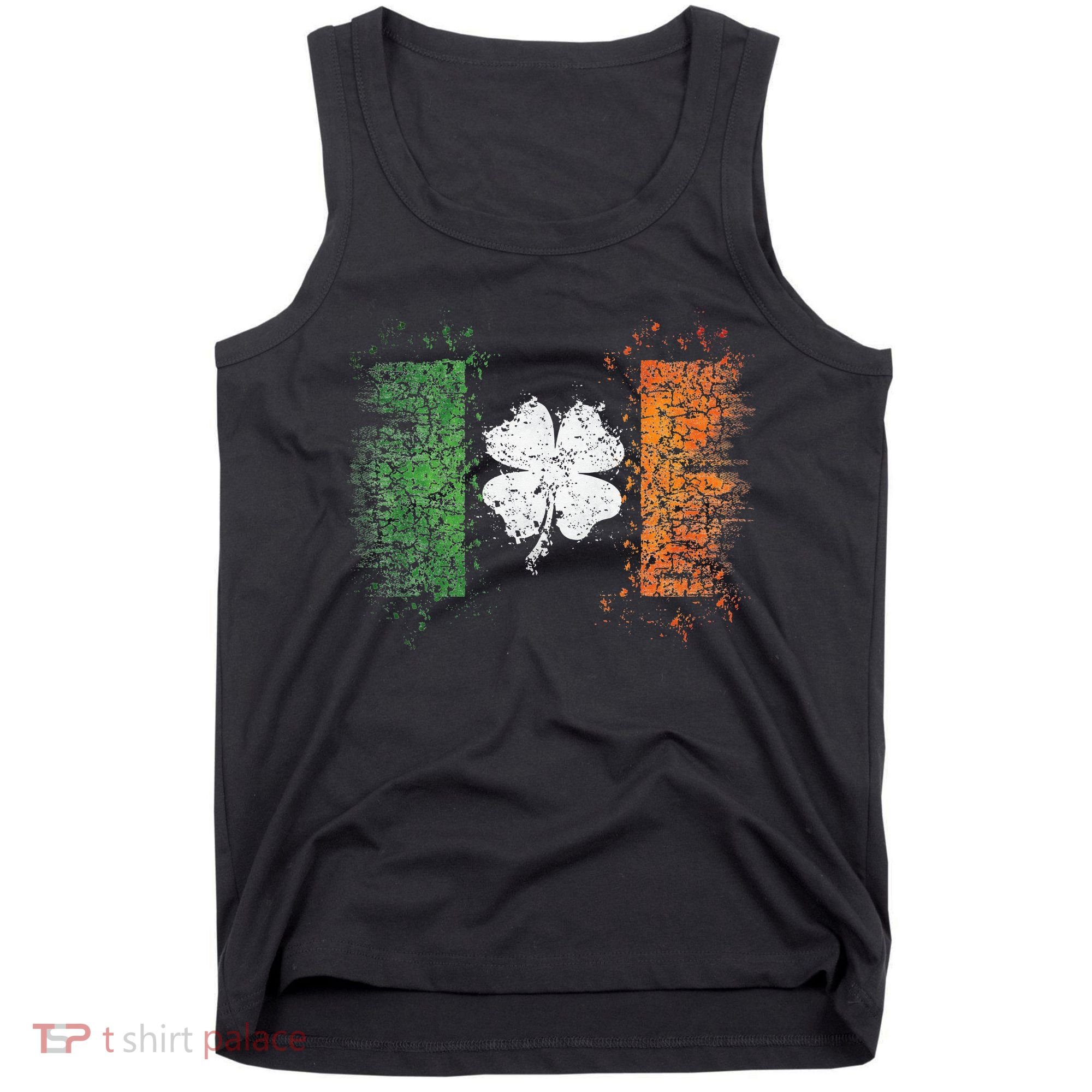 Irish Flag Distressed Shamrock ST Patrick's Day Tank Top