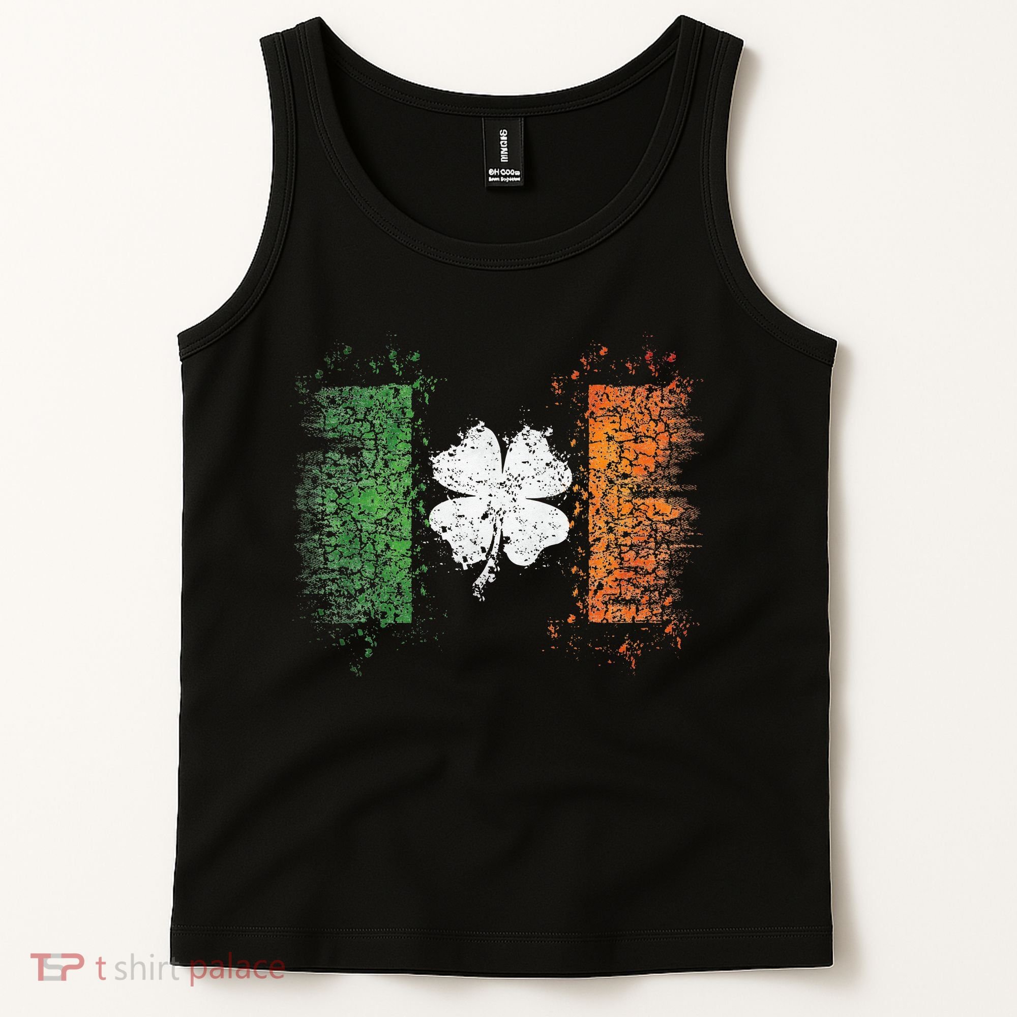 Irish Flag Distressed Shamrock ST Patrick's Day Tank Top