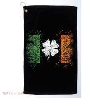Irish Flag Distressed Shamrock ST Patrick's Day Golf Towel thumb 0