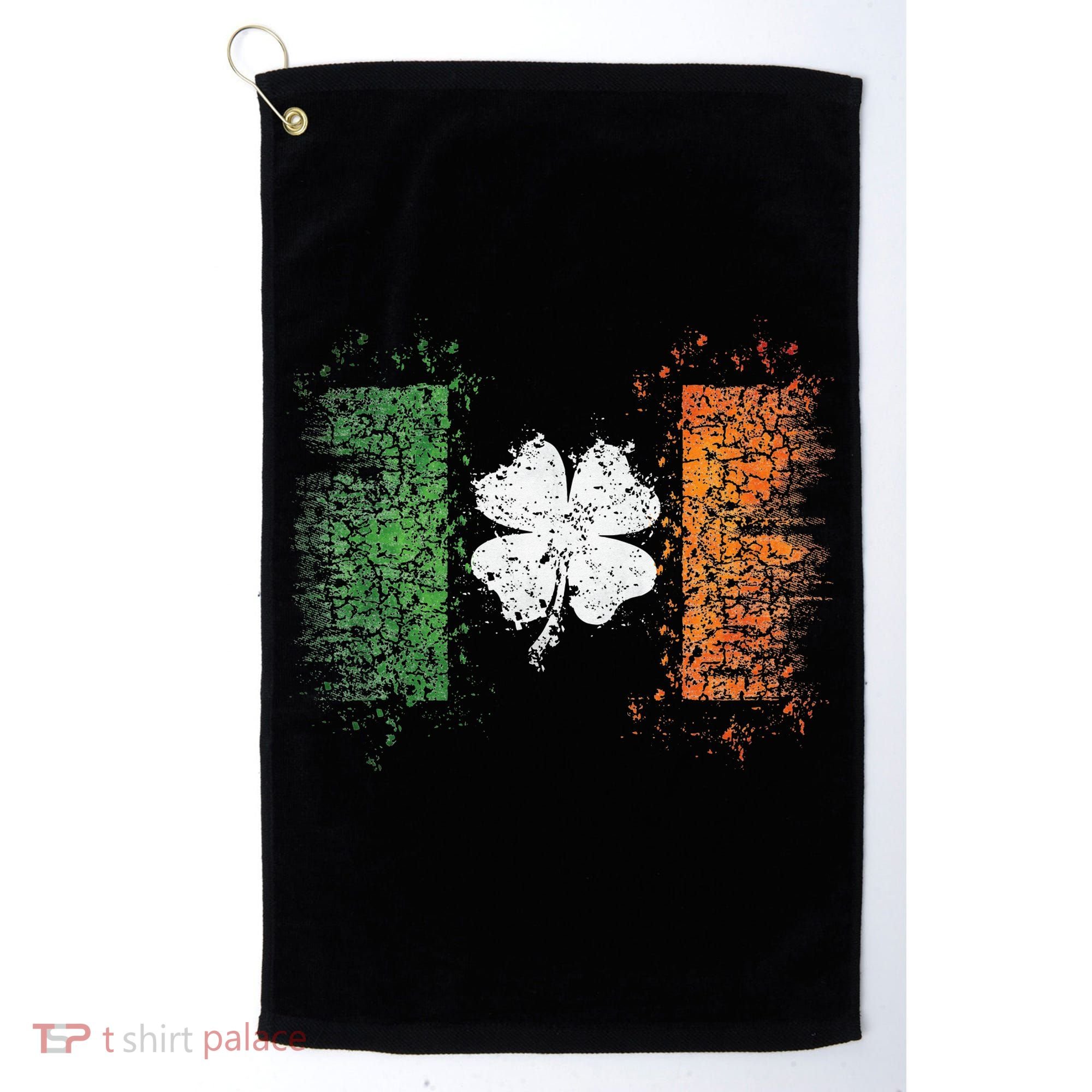 Irish Flag Distressed Shamrock ST Patrick's Day Golf Towel