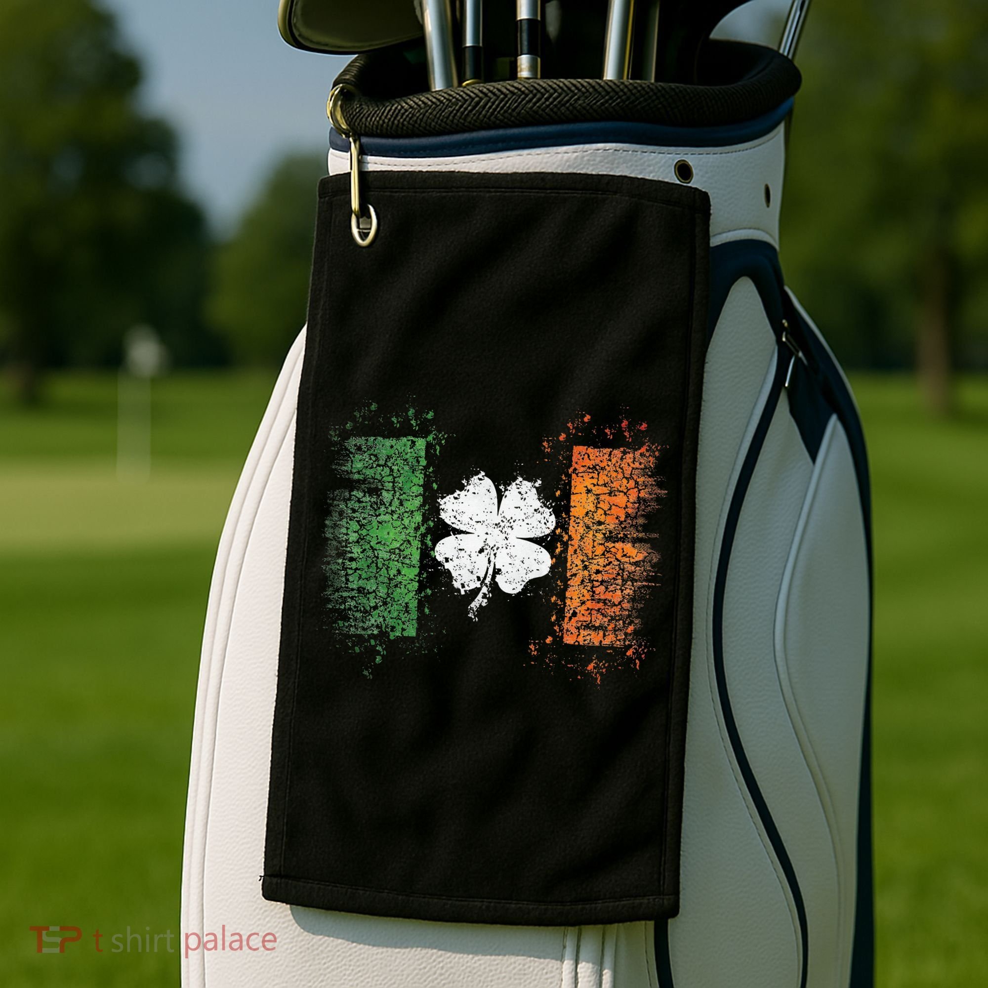 Irish Flag Distressed Shamrock ST Patrick's Day Golf Towel