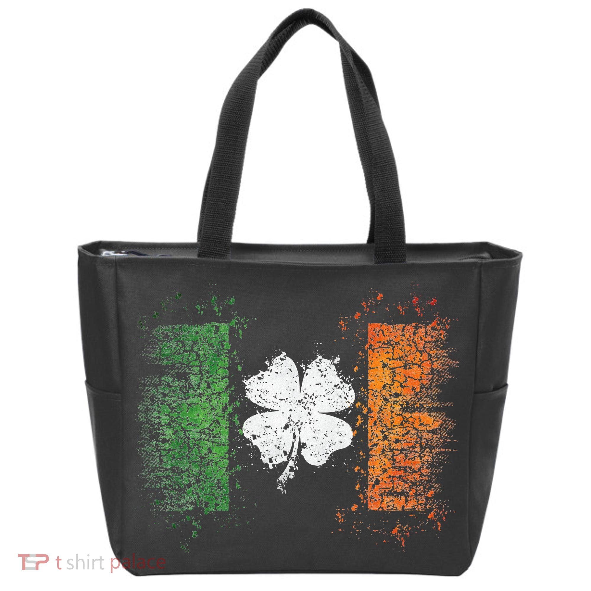 Irish Flag Distressed Shamrock ST Patrick's Day Tote Bag