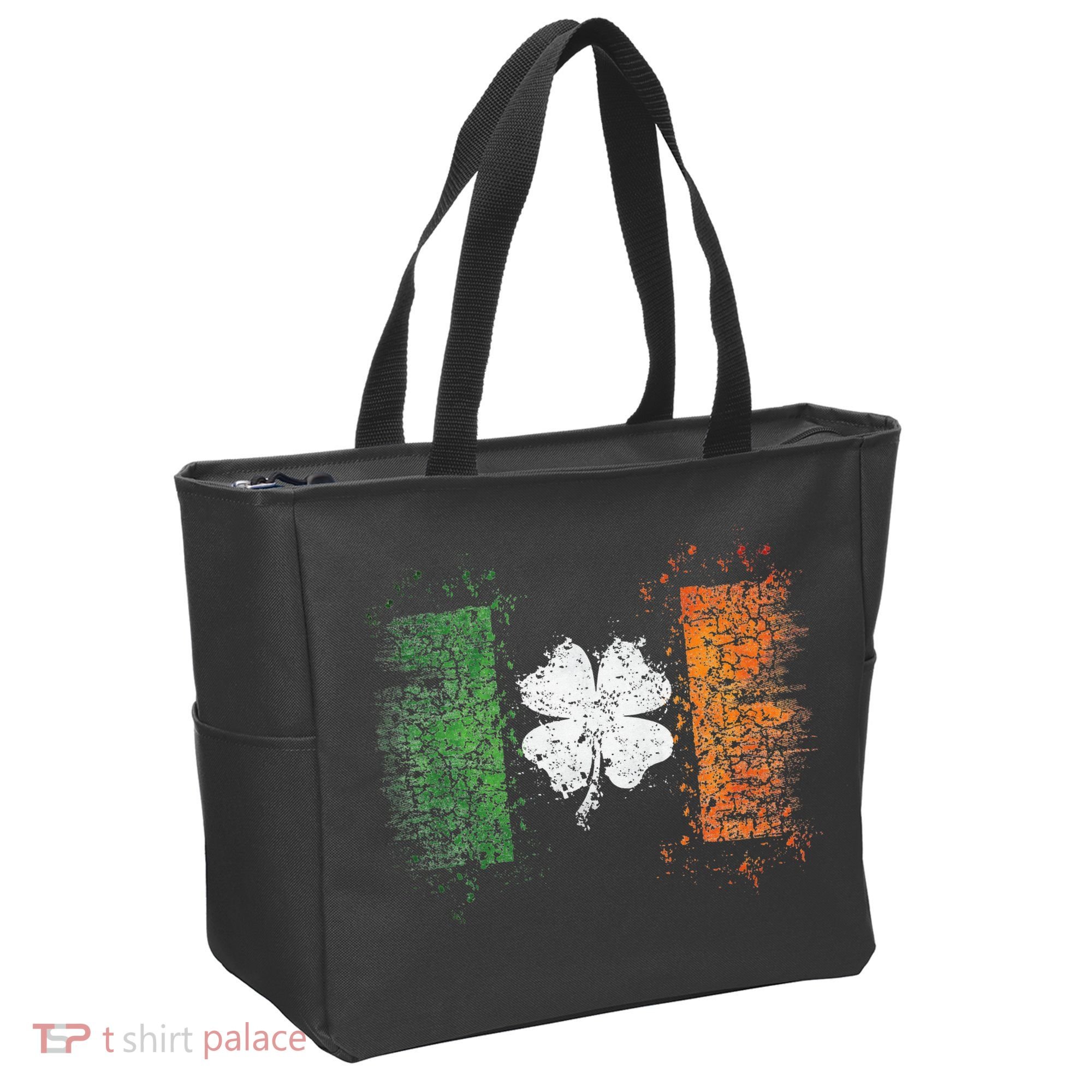 Irish Flag Distressed Shamrock ST Patrick's Day Tote Bag