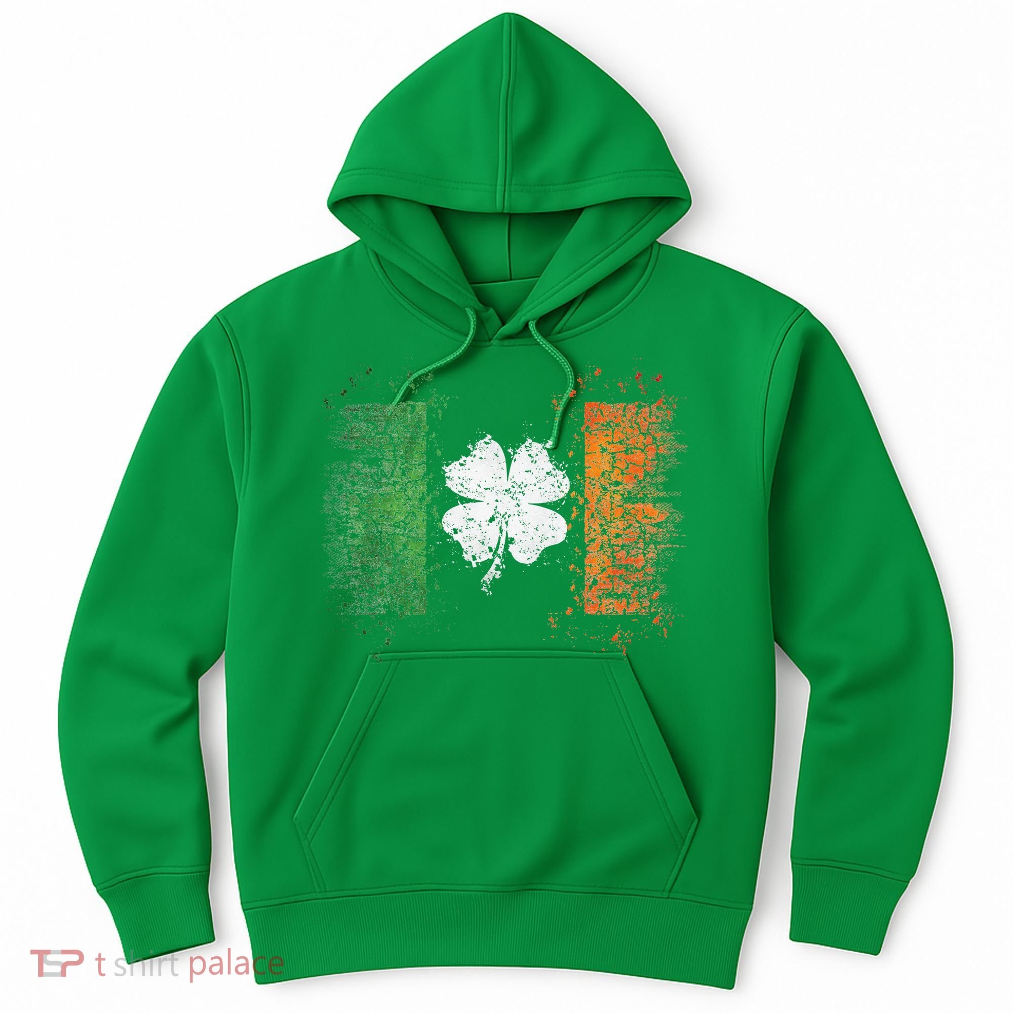 Irish Flag Distressed Shamrock ST Patrick's Day Hoodie