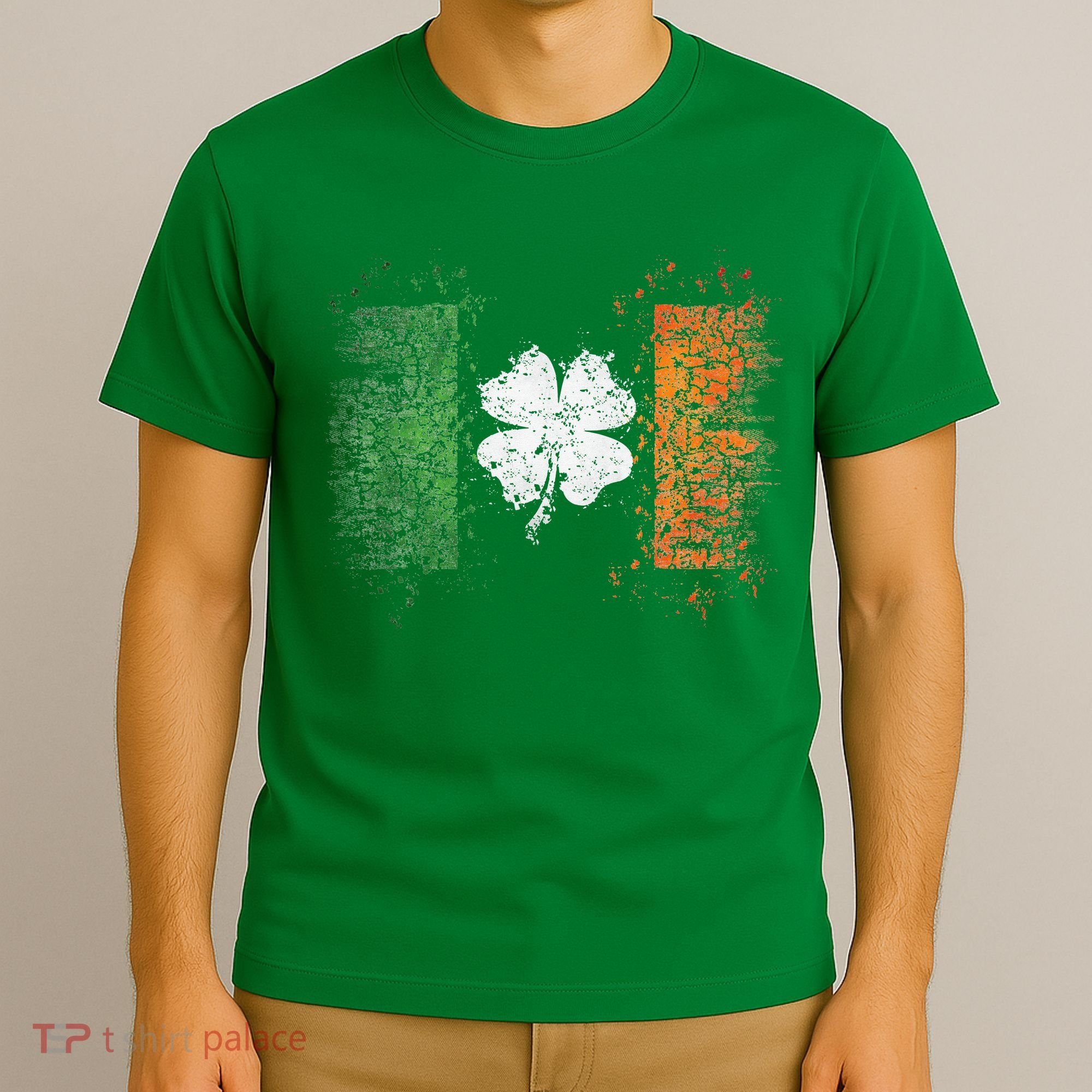 Irish Flag Distressed Shamrock ST Patrick's Day T-Shirt