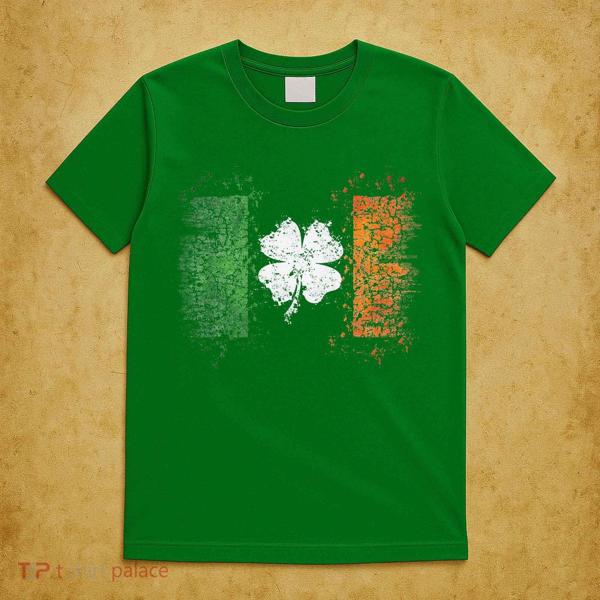 Irish Flag Distressed Shamrock ST Patrick's Day T-Shirt