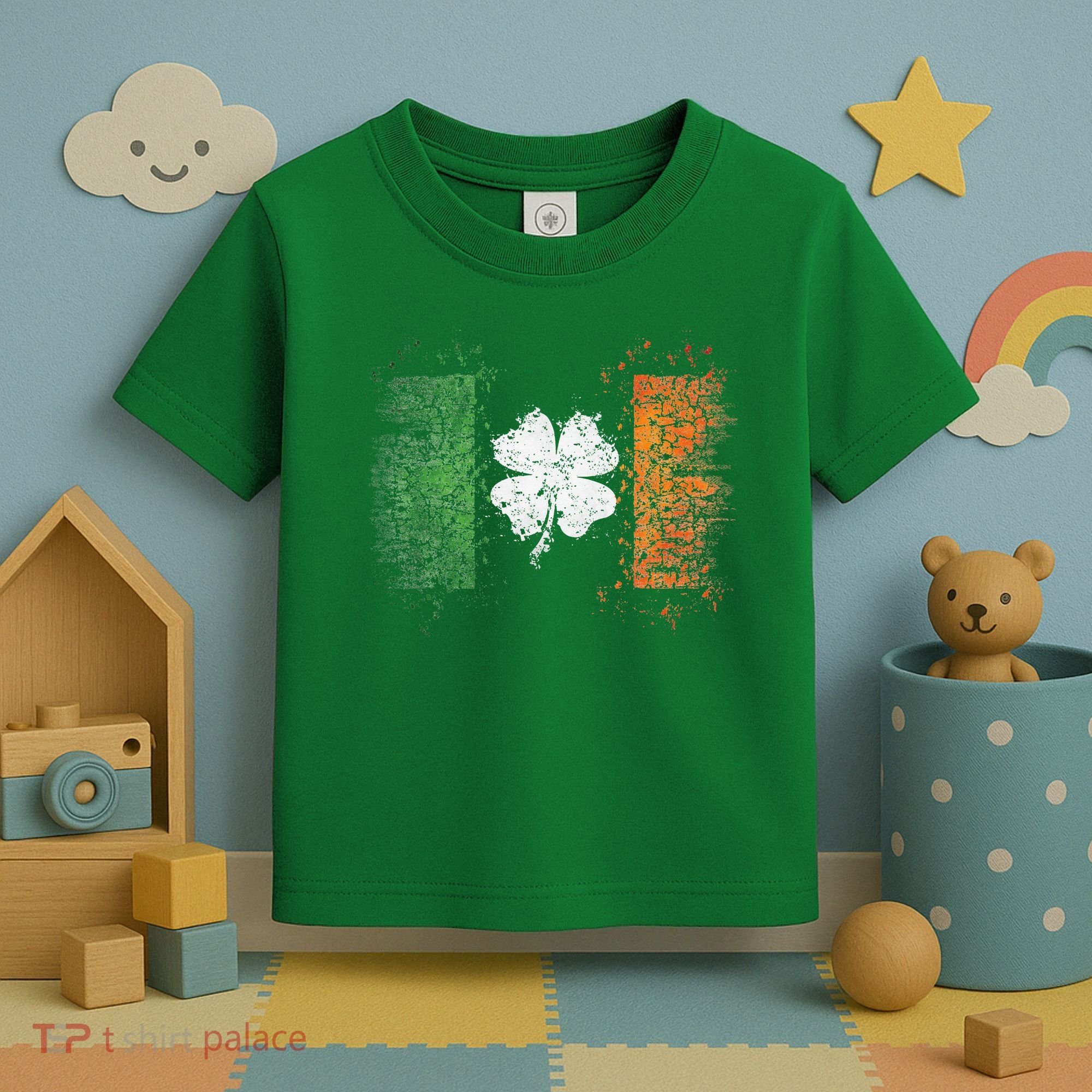 Irish Flag Distressed Shamrock ST Patrick's Day Toddler T-Shirt