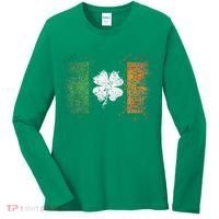 Irish Flag Distressed Shamrock ST Patrick's Day Women's Long Sleeve Shirt thumb 0
