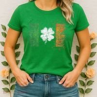Irish Flag Distressed Shamrock ST Patrick's Day Women's T-Shirt thumb 2