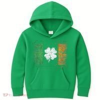 Irish Flag Distressed Shamrock ST Patrick's Day Kids Hoodie thumb 0
