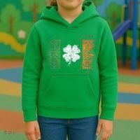 Irish Flag Distressed Shamrock ST Patrick's Day Kids Hoodie thumb 3