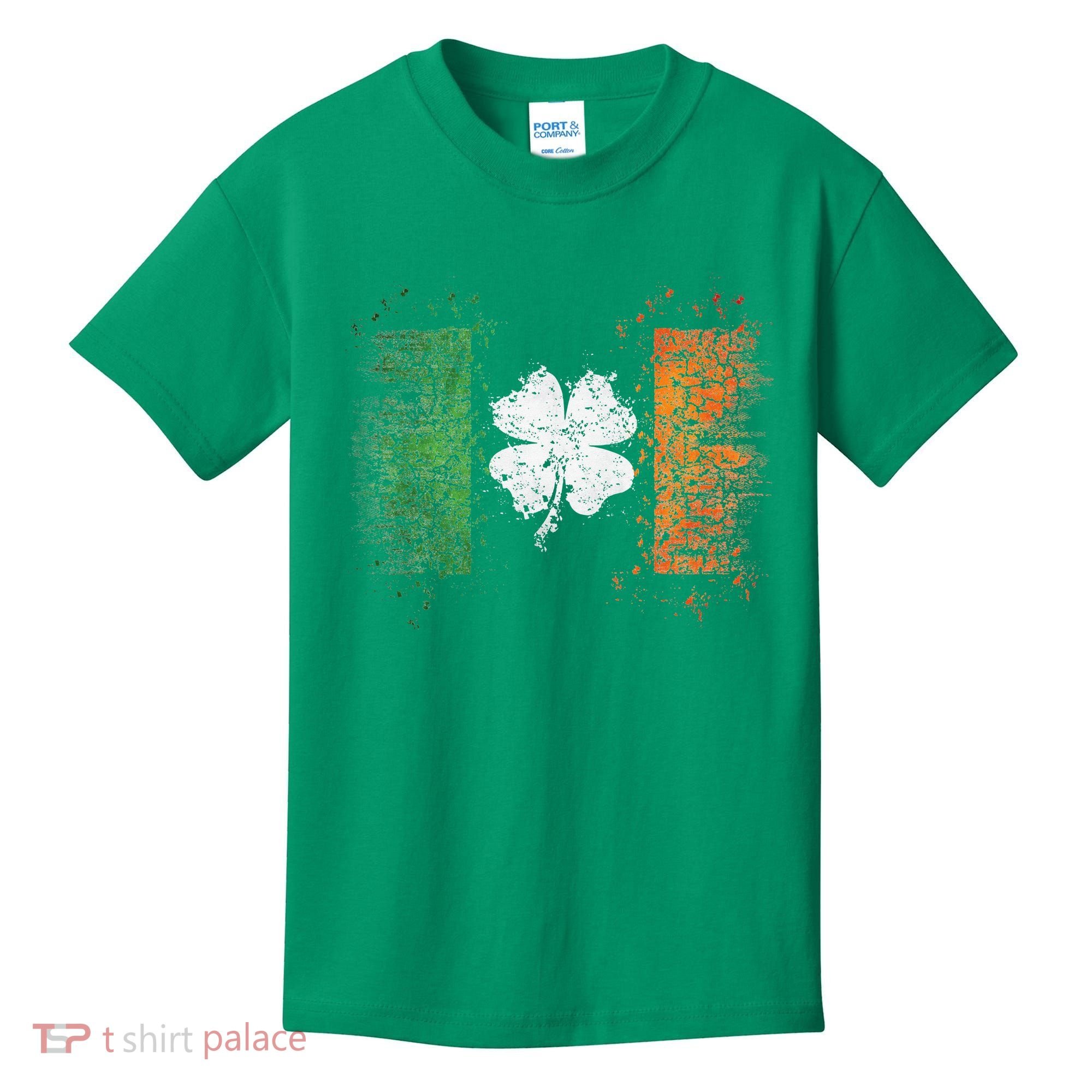 Irish Flag Distressed Shamrock ST Patrick's Day Kids T-Shirt