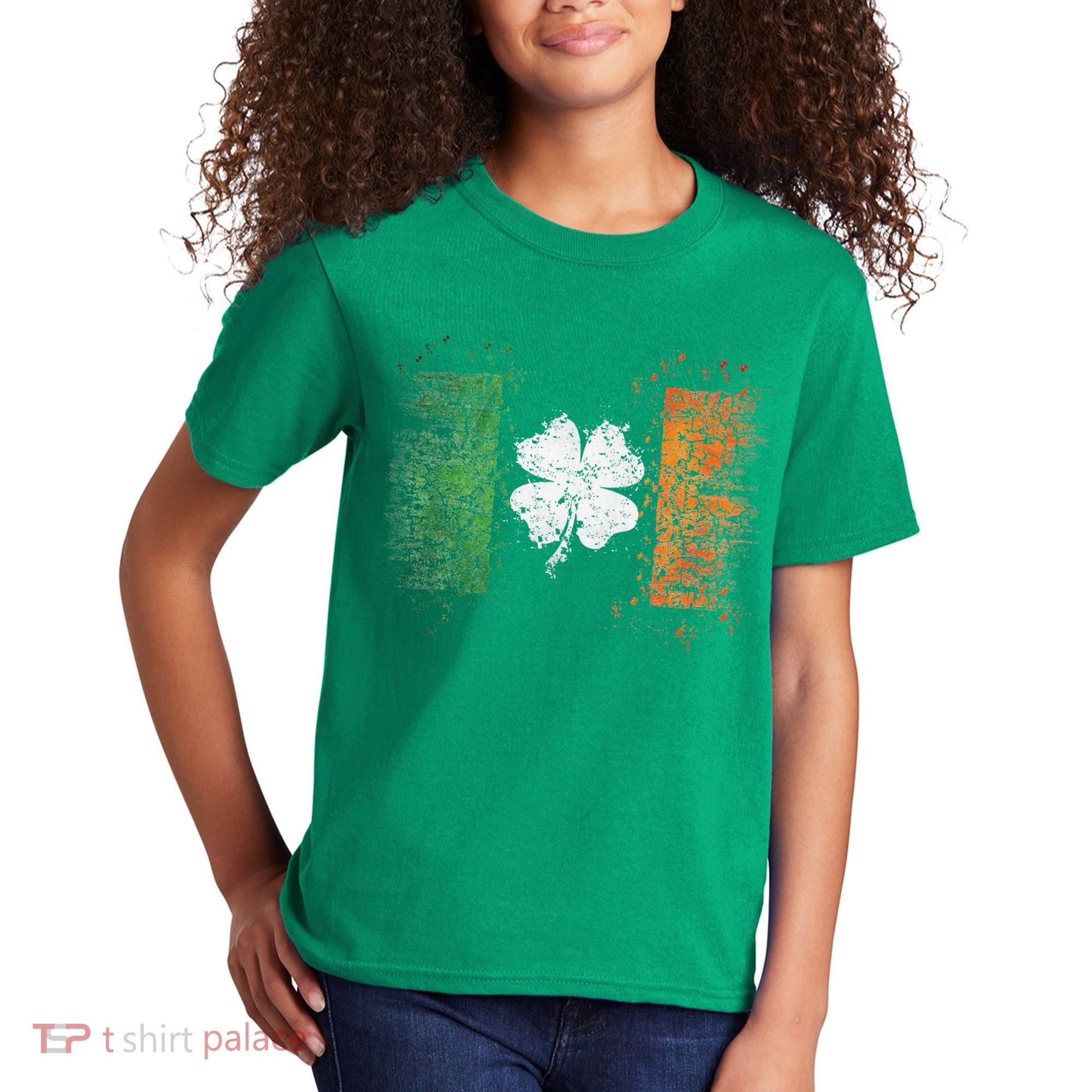 Irish Flag Distressed Shamrock ST Patrick's Day Kids T-Shirt