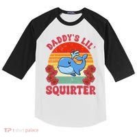 Inappropriate Funny Daddys Lil Squirter Embarrassing Kids Colorblock Raglan Jersey thumb 0