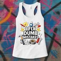 I Fix Dumb Mistakes Funny Handyman Graphic Women's Tank Top thumb 3