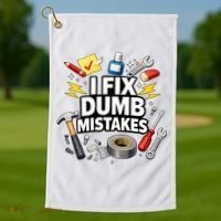 I Fix Dumb Mistakes Funny Handyman Graphic Golf Towel thumb 1