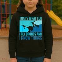 I Fly Drones & I Know Things Kids Hoodie thumb 3