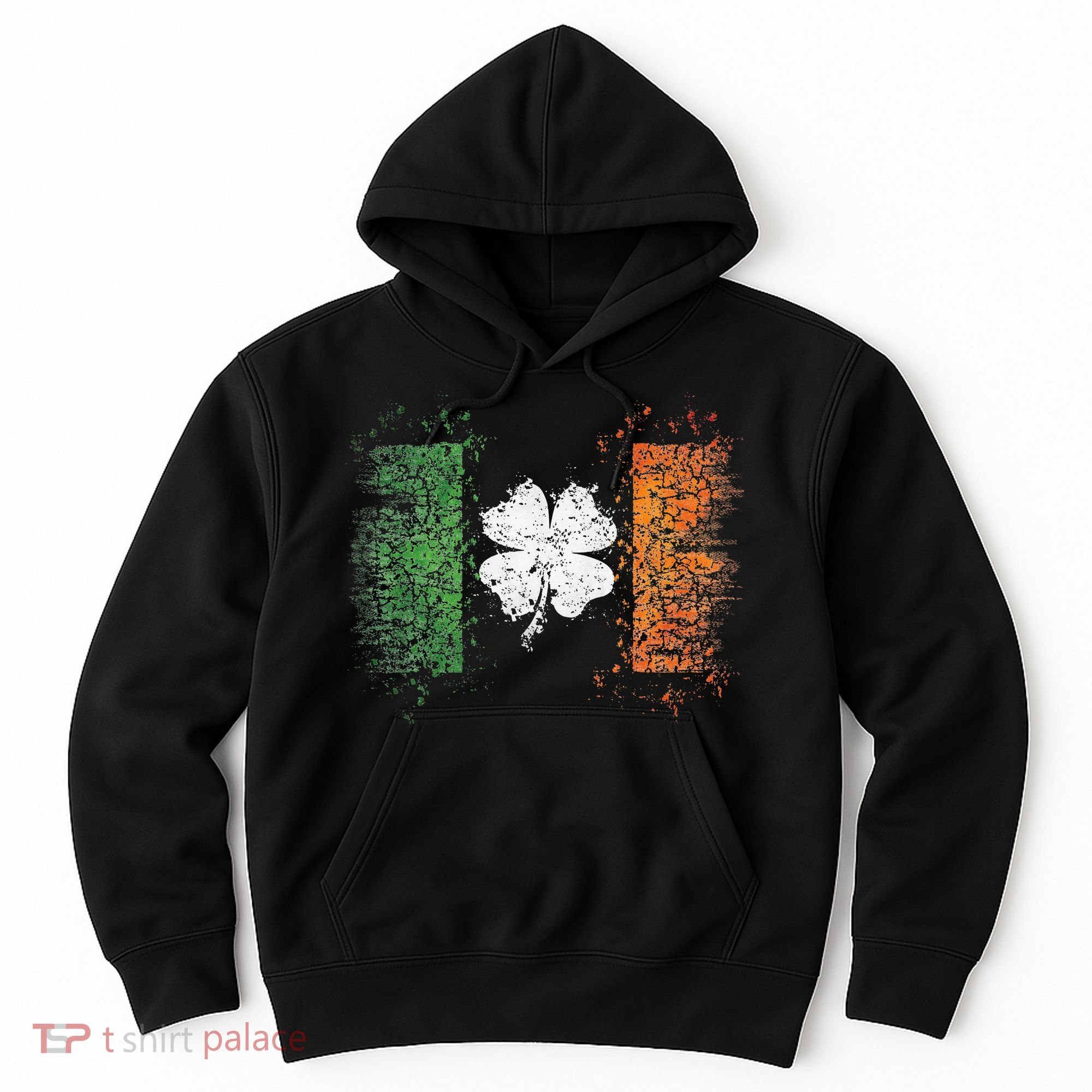 Irish flag Distressed Shamrock ST Patrick's Day Hoodie