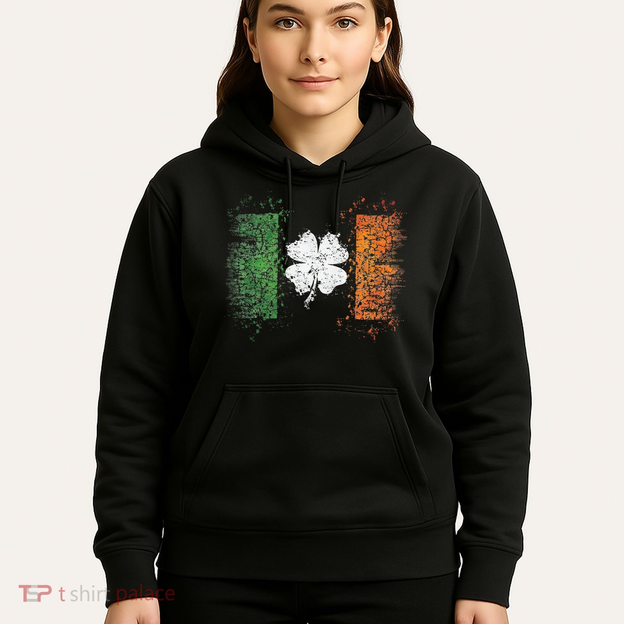 Irish flag Distressed Shamrock ST Patrick's Day Hoodie