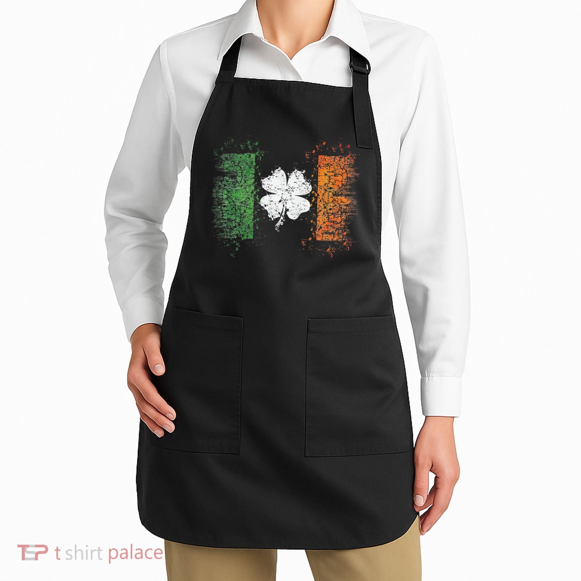 Irish flag Distressed Shamrock ST Patrick's Day Apron
