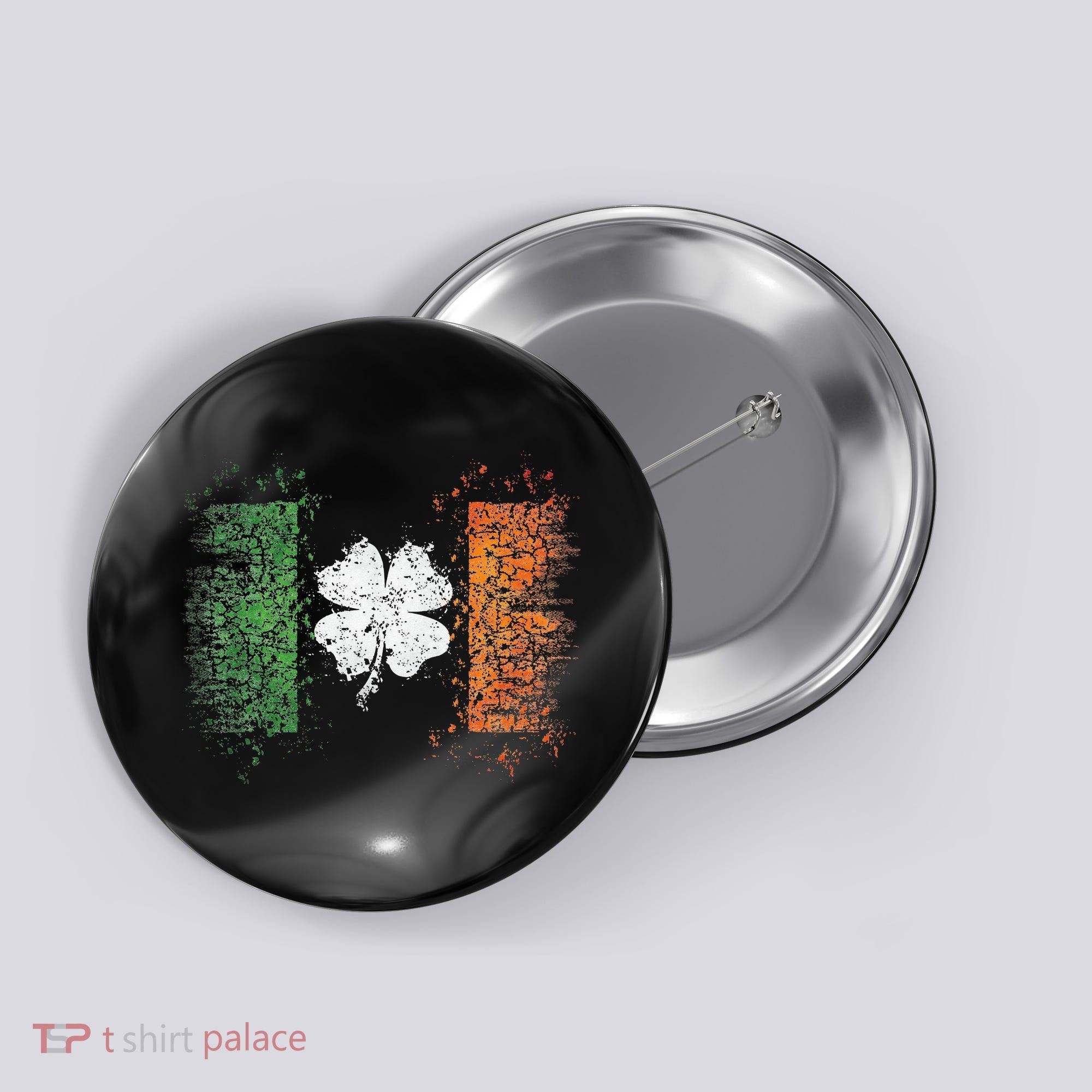 Irish flag Distressed Shamrock ST Patrick's Day Button