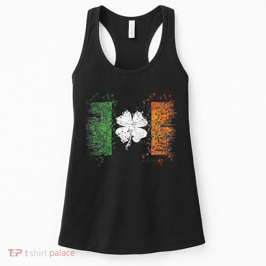 Irish flag Distressed Shamrock ST Patrick's Day Women's Tank Top