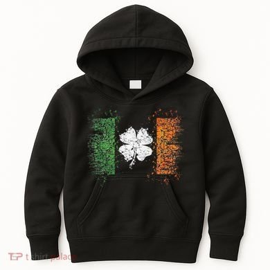 Irish flag Distressed Shamrock ST Patrick's Day Kids Hoodie