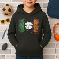 Irish flag Distressed Shamrock ST Patrick's Day Kids Hoodie thumb 2
