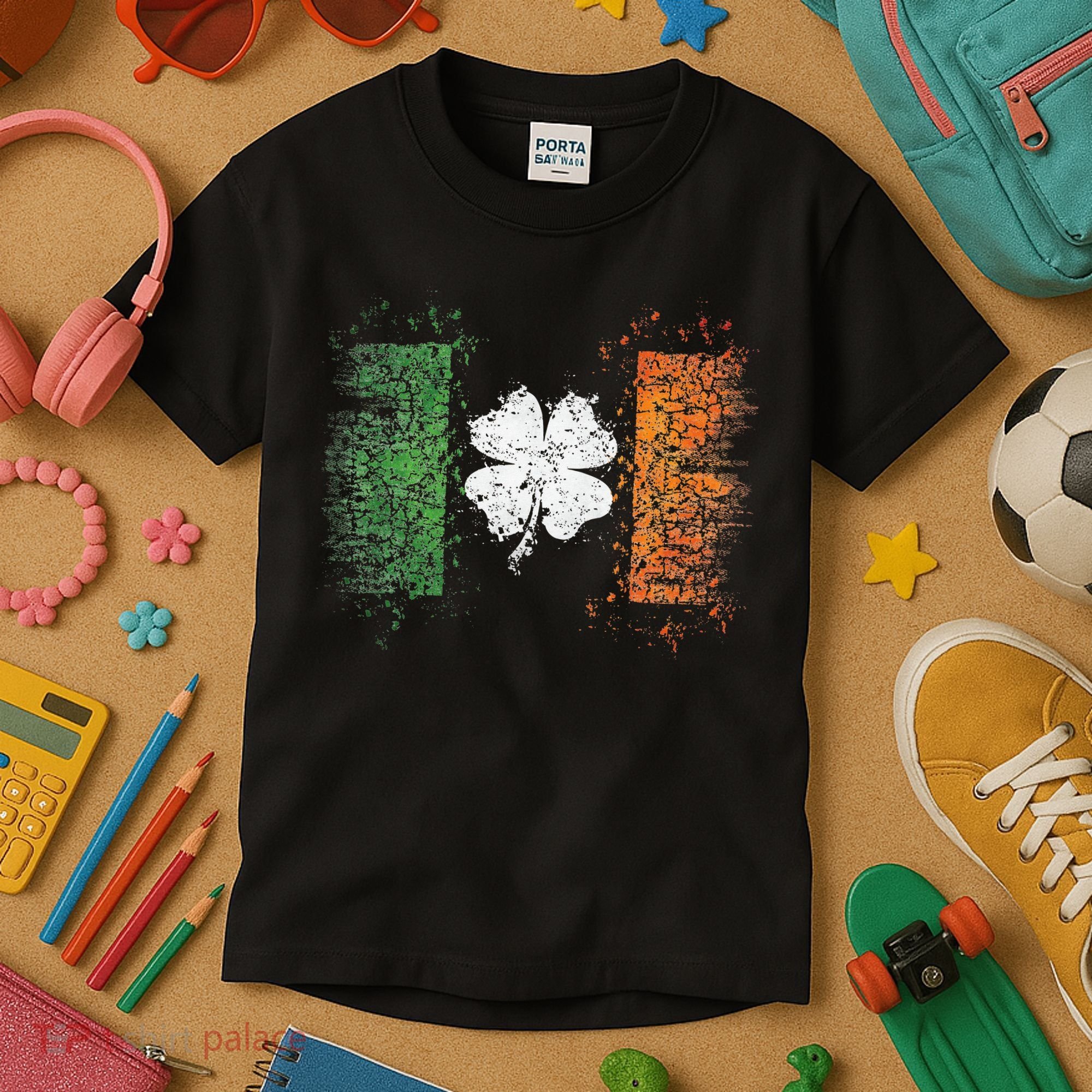 Irish flag Distressed Shamrock ST Patrick's Day Kids T-Shirt
