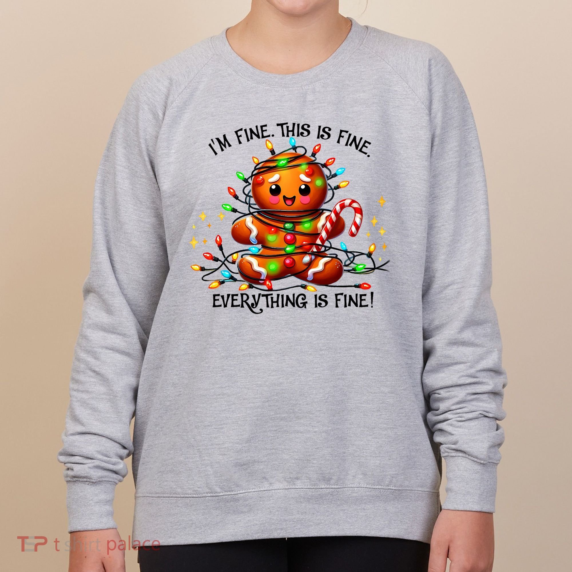 IM Fine Everything Is Fine Gingerbread Christmas Lights Women's Sweatshirt
