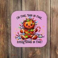 IM Fine Everything Is Fine Gingerbread Christmas Lights Coaster thumb 0