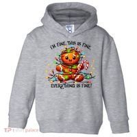 IM Fine Everything Is Fine Gingerbread Christmas Lights Toddler Hoodie thumb 0