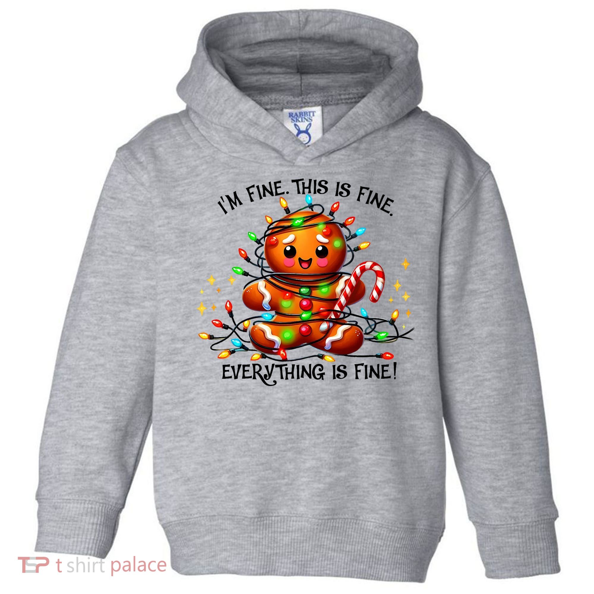 IM Fine Everything Is Fine Gingerbread Christmas Lights Toddler Hoodie