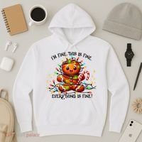 IM Fine Everything Is Fine Gingerbread Christmas Lights Hoodie thumb 3