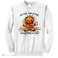 IM Fine Everything Is Fine Gingerbread Christmas Lights Sweatshirt thumb 0