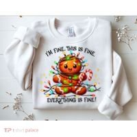 IM Fine Everything Is Fine Gingerbread Christmas Lights Sweatshirt thumb 2