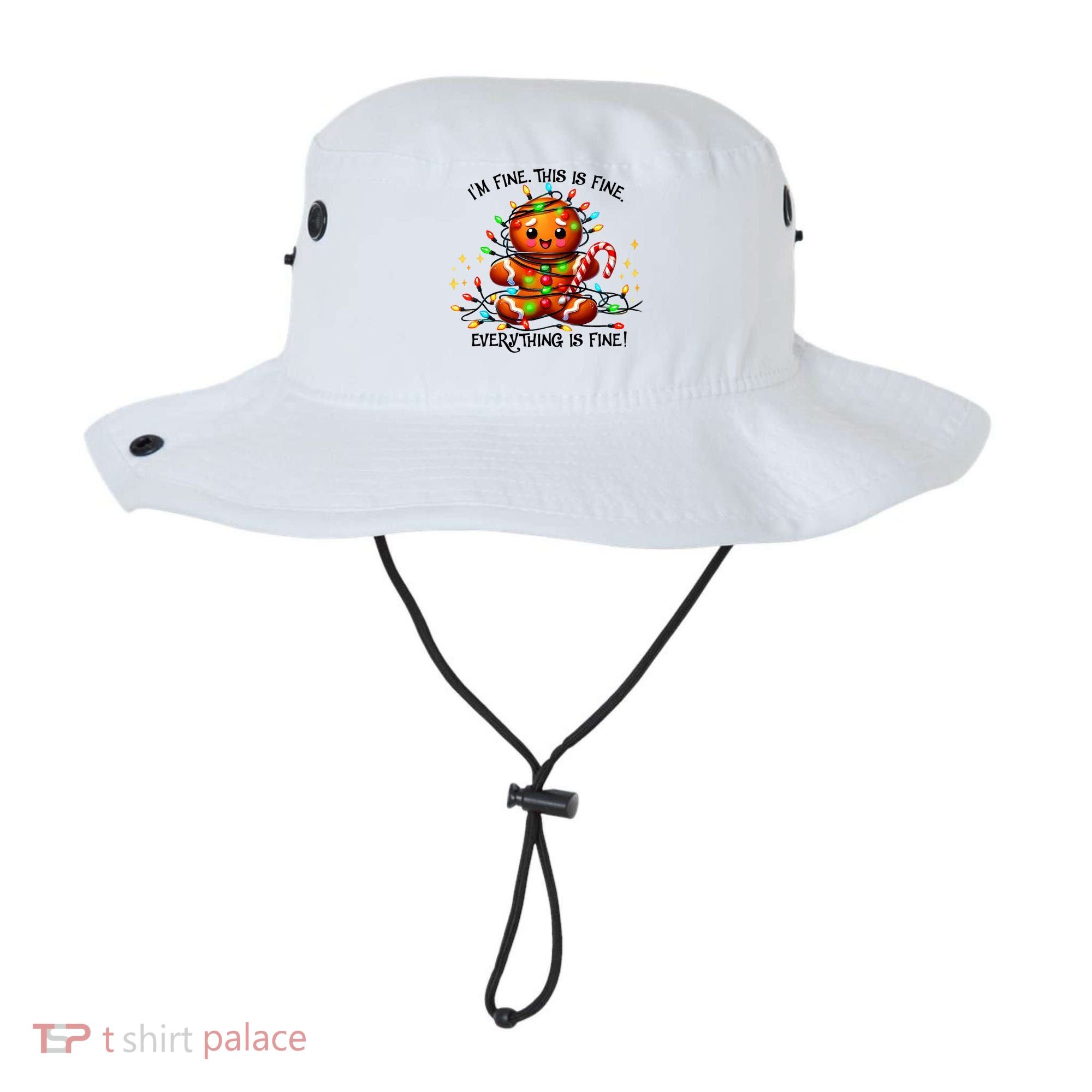 IM Fine Everything Is Fine Gingerbread Christmas Lights Bucket Hat